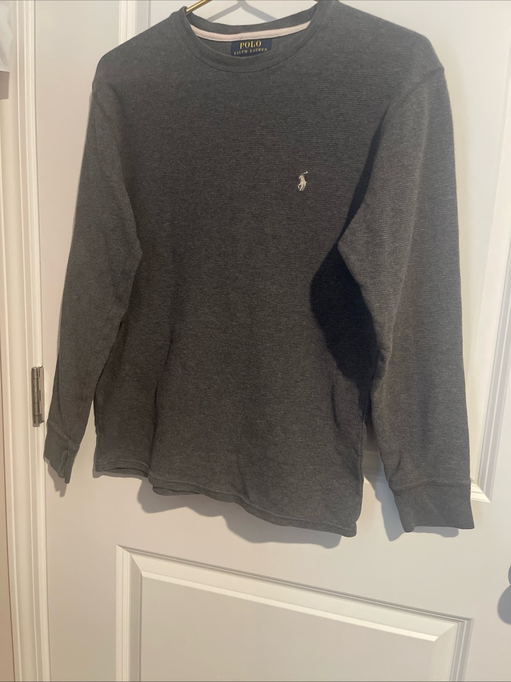 Polo by Ralph Lauren Dark Charcoal Crewneck Kids M Waffle knit thermal